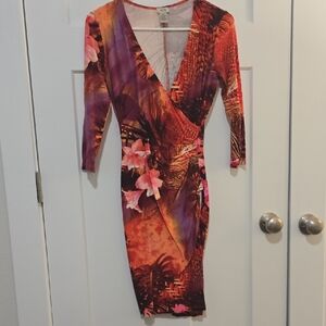 Cache Orange Red Long Sleeve Bodycon Dress